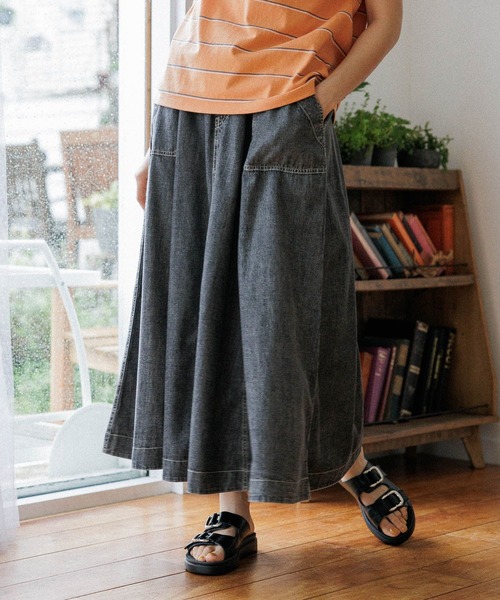 【未使用品　Lサイズ】ニコアンド あんちょんスカートSETリブパンツ niko and…（ニコアンド） ロングスカート MEDIUM グレー レディース