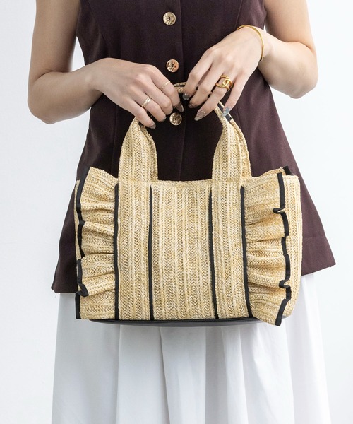 ハンドメイド☆控えめフリルトートバッグ ミナペルホネン followingday ハンドメイド☆控えめフリルトートバッグ ミナペルホネン followingday
