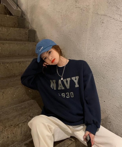 「meJane」 スウェットカットソー FREE ネイビー レディース_画像9