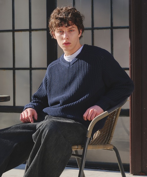 Regen Glanz セーター ニット vneck fisherman knit / Vネック