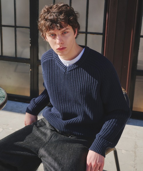 Regen Glanz セーター ニット vneck fisherman knit / Vネック