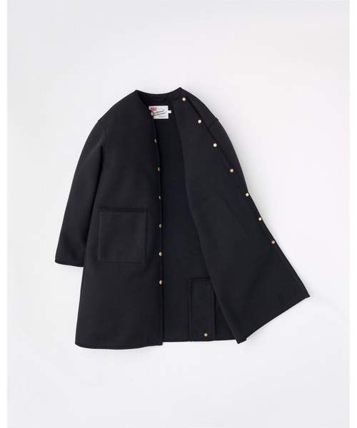 「Traditional Weatherwear」 ノーカラーコート 32 ネイビー レディースの画像