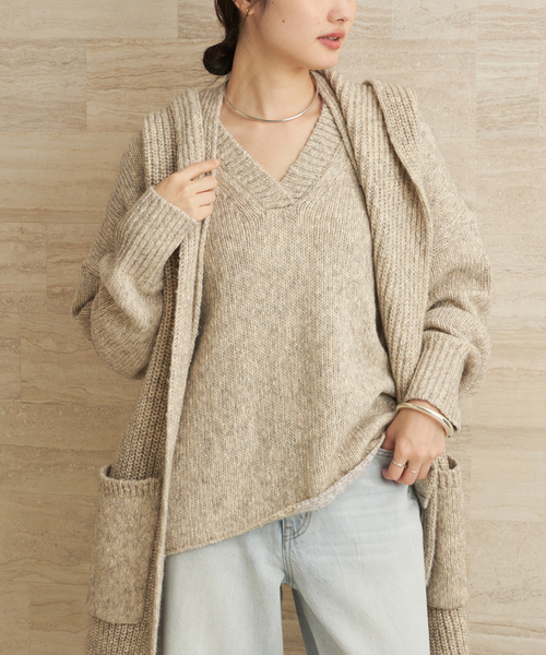 plage（プラージュ） ニット セーター 3G ミックスVワイドプルオーバー