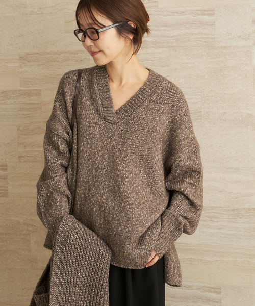 plage（プラージュ） ニット セーター 3G ミックスVワイドプルオーバー
