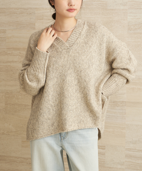 plage（プラージュ） ニット セーター 3G ミックスVワイドプルオーバー