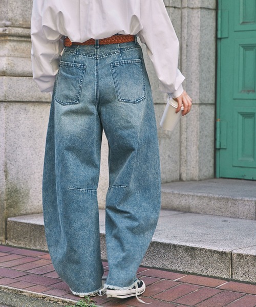 「MONO-MART LADY'S」 デニムパンツ M ブルー レディース_画像4