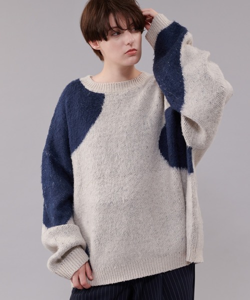 「ONCILY」 長袖ニット MEDIUM ネイビー メンズ_画像6