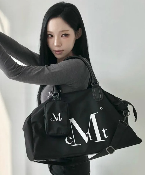MUCENT ブラックボストンバッグ ショルダーストラップ付き MUCENT（ムセント） ボストンバッグ レディース : ZOZOTOWN Yahoo!店