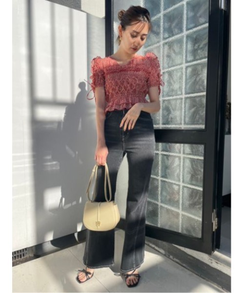 「SNIDEL」 ブーツカットデニムパンツ 0 ライトブルー レディース_画像4