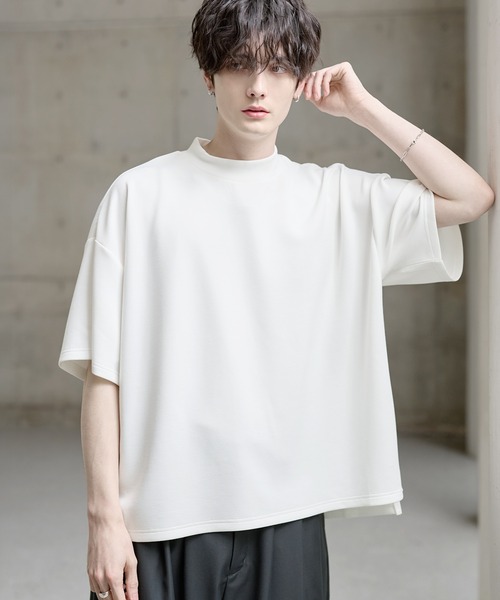 ASTRONOMY tシャツ 防シワ/抗ピリング ポンチモックネック半袖