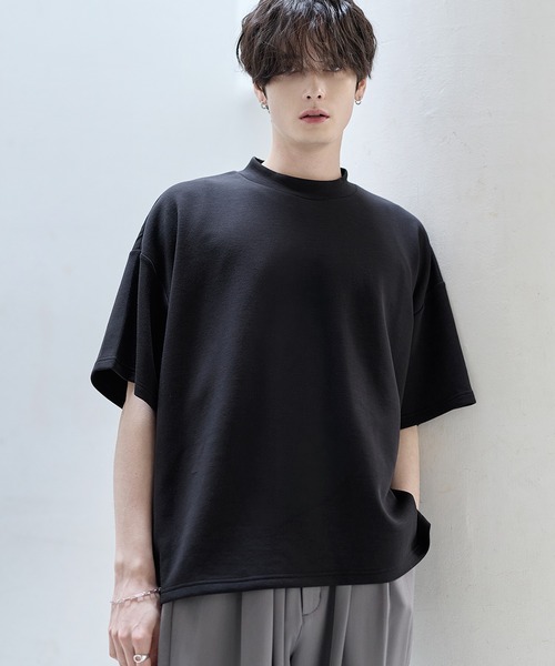 ASTRONOMY tシャツ 防シワ/抗ピリング ポンチモックネック半袖