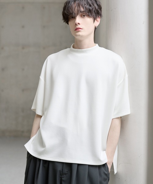 ASTRONOMY tシャツ 防シワ/抗ピリング ポンチモックネック半袖