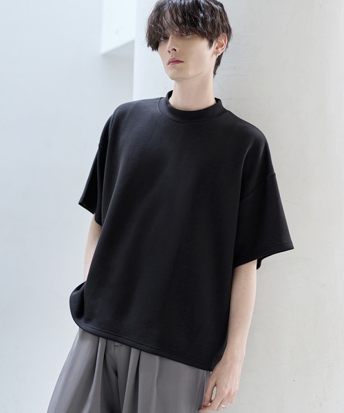 ASTRONOMY tシャツ 防シワ/抗ピリング ポンチモックネック半袖