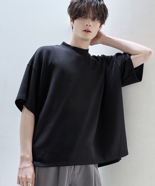 ASTRONOMY tシャツ 防シワ/抗ピリング ポンチモックネック半袖