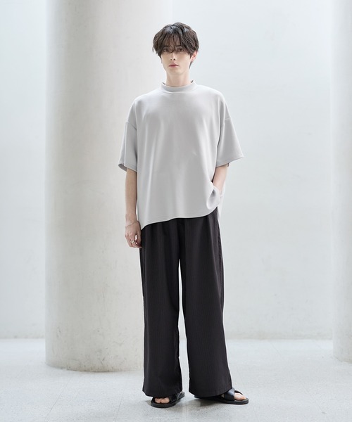 ASTRONOMY tシャツ 防シワ/抗ピリング ポンチモックネック半袖