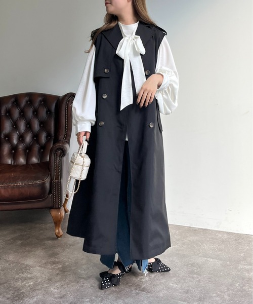 「prose verse」 トレンチコート MEDIUM ブラック レディース_画像5