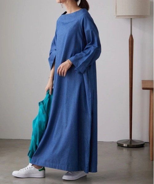 「No one knows」 半袖ワンピース M-L ワンウォッシュ レディース_画像7