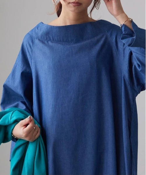 「No one knows」 半袖ワンピース M-L ワンウォッシュ レディース_画像8