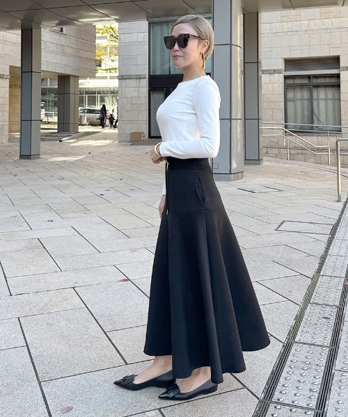 JENNE ネイビー フレアスカート ファスナー JENNE」 フレアスカート LARGE ネイビー レディース : ZOZOTOWN Yahoo