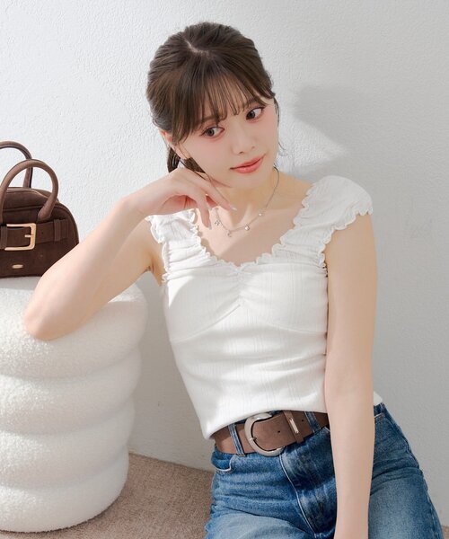 初期 希少 CATORCE タンクトップ キャミソール Chico（チコ） キャミソール フリルギャザータンクトップ : ZOZOTOWN