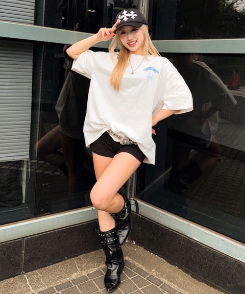 tシャツ A'GEM/9 × .kom 「A'GEM/9/エージェムナイン」エンジェルラインストーンTシャツ レディース メンズの画像