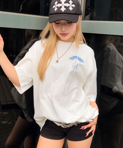 tシャツ A'GEM/9 × .kom 「A'GEM/9/エージェムナイン」エンジェルラインストーンTシャツ レディース メンズの画像
