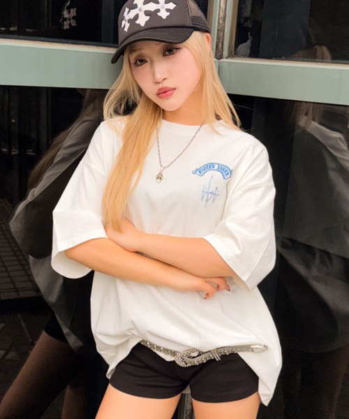 tシャツ A'GEM/9 × .kom 「A'GEM/9/エージェムナイン」エンジェルラインストーンTシャツ レディース メンズの画像