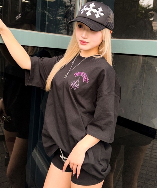 tシャツ A'GEM/9 × .kom 「A'GEM/9/エージェムナイン」エンジェルラインストーンTシャツ レディース メンズの画像