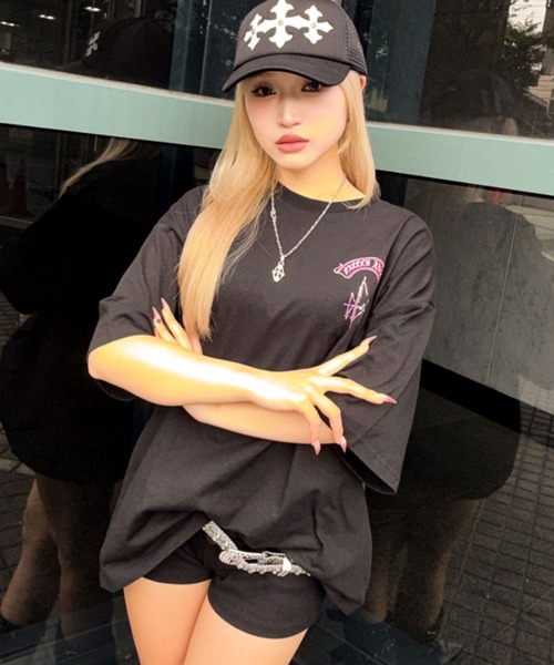 tシャツ A'GEM/9 × .kom 「A'GEM/9/エージェムナイン」エンジェルラインストーンTシャツ レディース メンズの画像