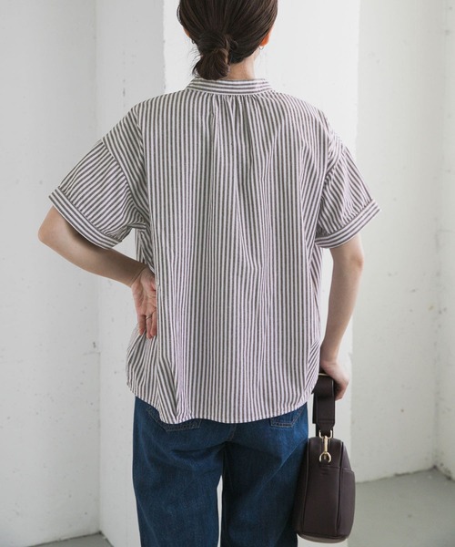 「URBAN RESEARCH DOORS」 半袖ブラウス MEDIUM ネイビー レディース_画像3