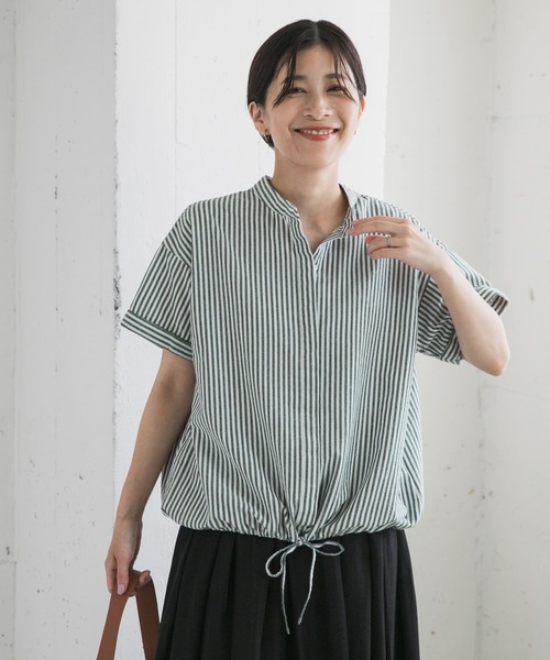 「URBAN RESEARCH DOORS」 半袖ブラウス MEDIUM ネイビー レディース_画像9