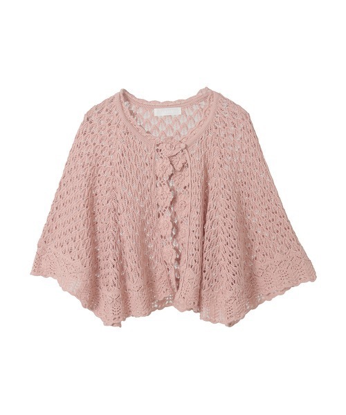 PINK HOUSE（ピンクハウス） カーディガン モチーフ使い透かし柄ケープ