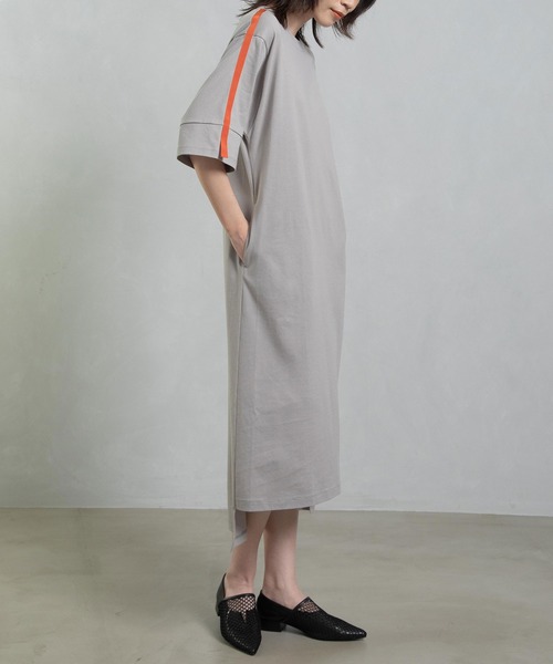「MARECHAL TERRE」 半袖ワンピース MEDIUM ライトグレー レディース_画像3