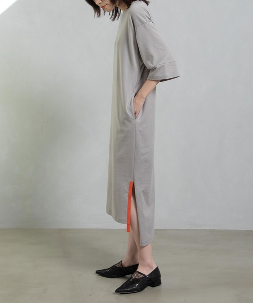 「MARECHAL TERRE」 半袖ワンピース MEDIUM ライトグレー レディース_画像6