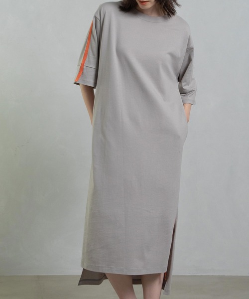 「MARECHAL TERRE」 半袖ワンピース MEDIUM ライトグレー レディース_画像7