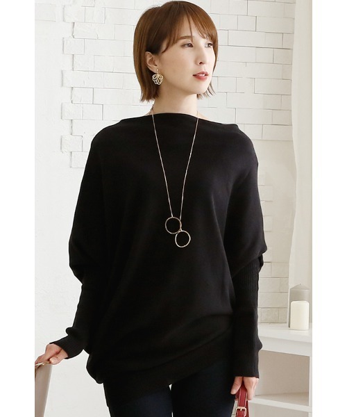 ニット セーター リブスリーブアシンメトリーニット レディース ElegChic ニット セーター リブスリーブアシンメトリーニット
