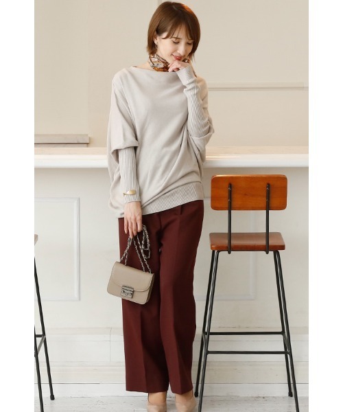 ニット セーター リブスリーブアシンメトリーニット レディース ElegChic ニット セーター リブスリーブアシンメトリーニット