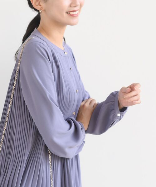 r・p・s シャツ ブラウス バンドカラープリーツブラウス