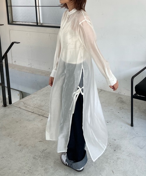 ワンピース サイドスリットシアーシャツワンピース : ZOZOTOWN Yahoo