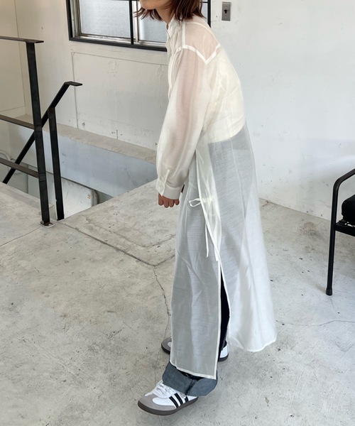 ワンピース サイドスリットシアーシャツワンピース : ZOZOTOWN Yahoo