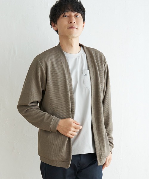 入荷なう ikka カーディガン パイナップルワンボタンカーディガン メンズ トップス