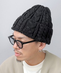 Basiquenti ニット帽 ニットキャップ ウールミックス ケーブル編み