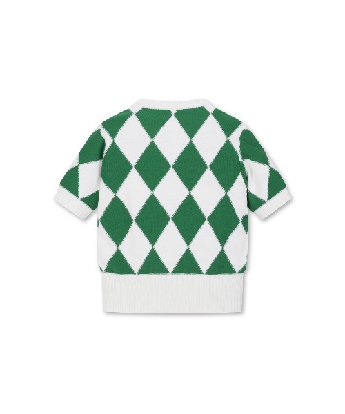 ニット セーター WOMENS アーガイル半袖ニットセーター レディース_3