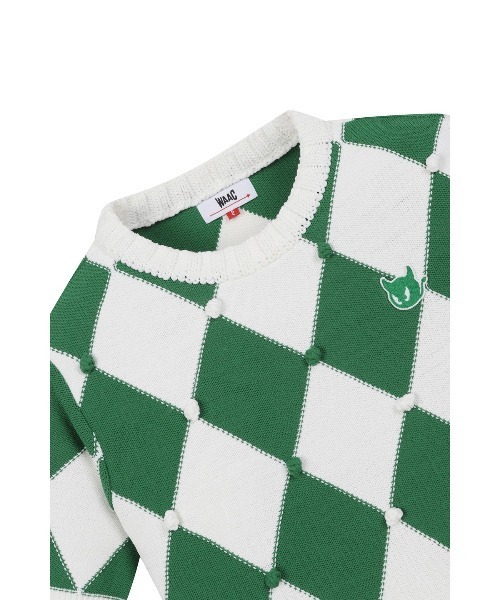 ニット セーター WOMENS アーガイル半袖ニットセーター レディース_4