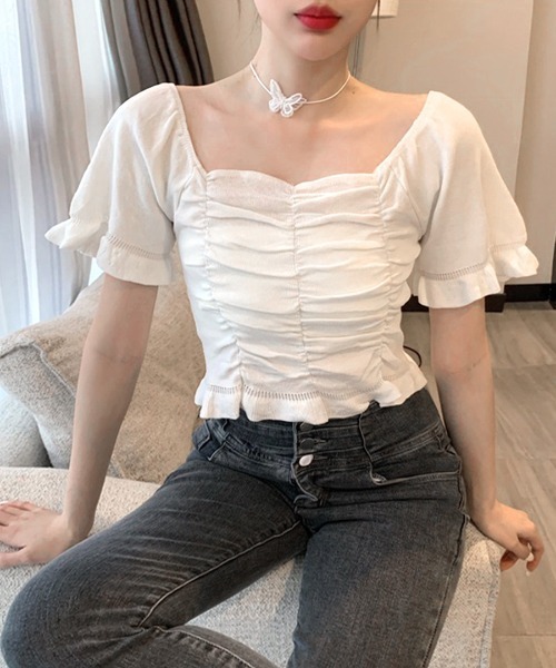 REMUR tシャツ 半袖 シャーリングトップス レディース : ZOZOTOWN