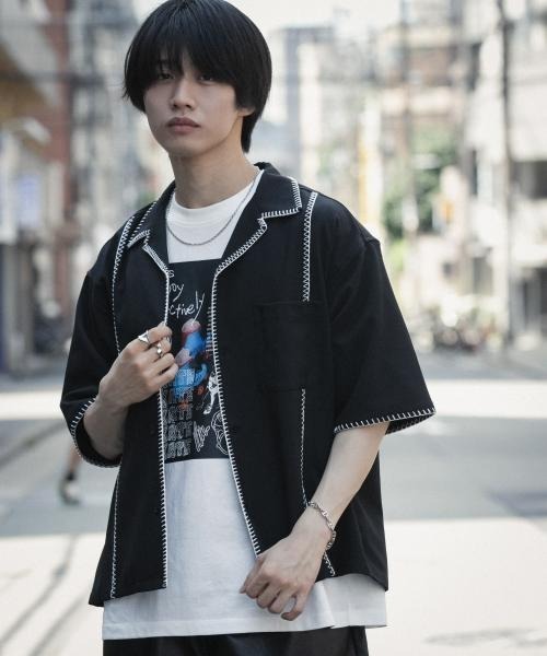 KURO❤︎様 CYGNE カーブスリーブショートブラックジャケット サイズ1 SENSE OF PLACE by URBAN RESEARCH シャツ ブランケットステッチ