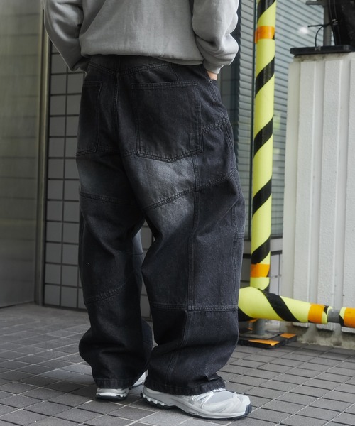 STRATA バレルデニムパンツ XSサイズ ブラック SHORT ROUND ジーンズ SHORT ROUND/スーパービッグバレルレッグデニム