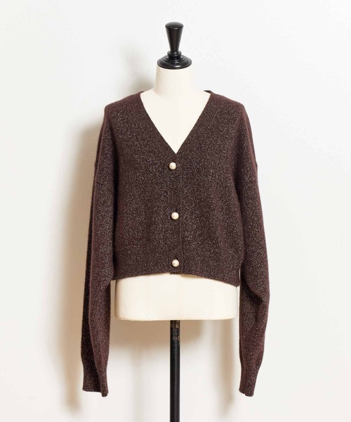 Noela カーディガン アンゴラ×FOX混ラメショートカーデ レディース  