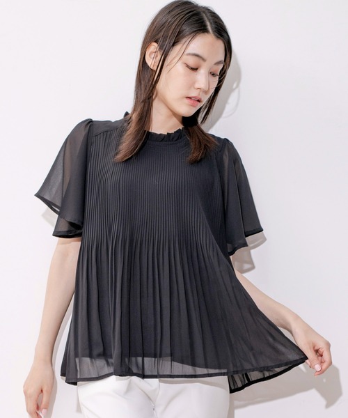 ジャイロ JAYRO バックプリーツスキッパーブラウス （パープル ） JAYRO(ジャイロ) / 7分袖切替スモックブラウス (トップス