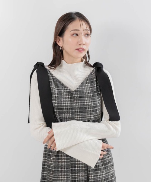 RANDA（ランダ） ワンピース モノトーンビックチェック柄ワンピース